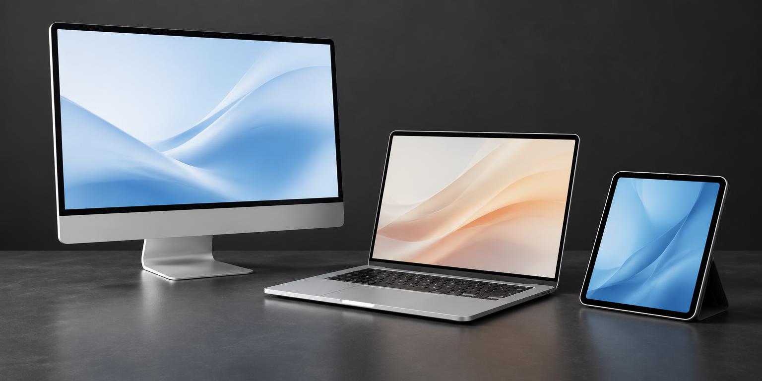 Desktop computer, laptop and tablet training setup